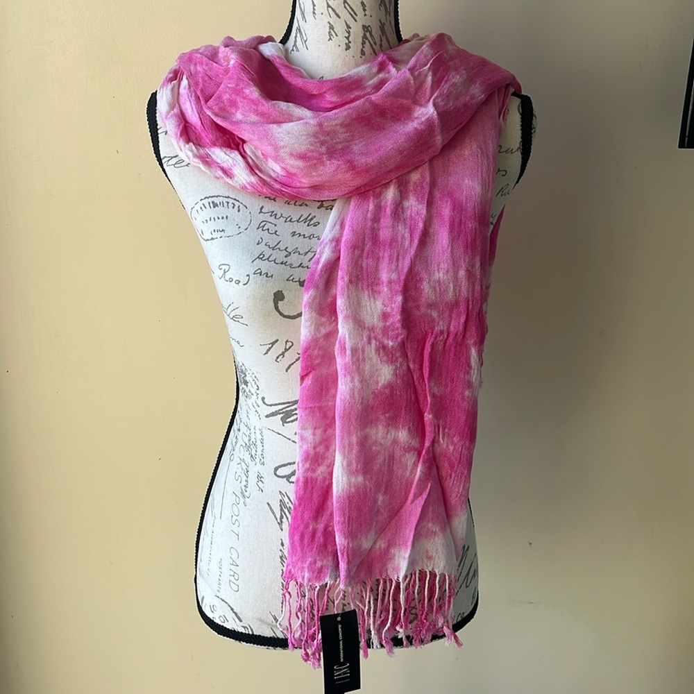 INC Pink Tye Dye Scarf. Lightweight. 100% Rayon.  NWT